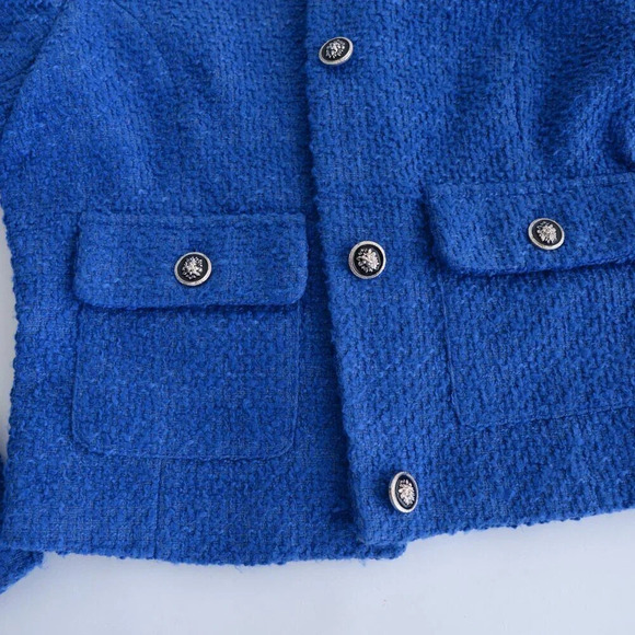 Autres Filles Blue Tweed Three Button Blazer with Flap Pockets Small - Picture 7 of 13